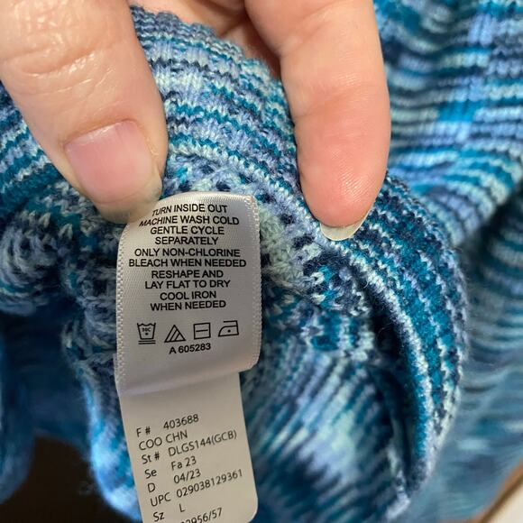 LOGO by Lori Goldstein Knit Blue Variegated Sweater Womens Size Large - Picture 3 of 6